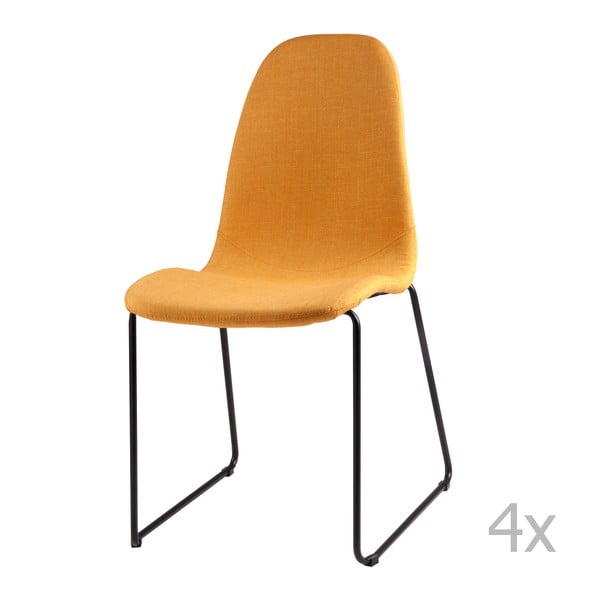 4 geltonų valgomojo kėdžių komplektas sømcasa Helena