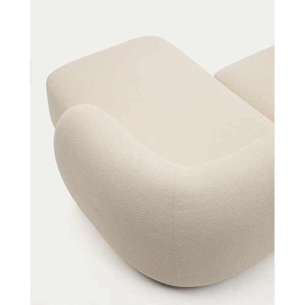 Kreminės spalvos iš šenilinio audinio kampinė sofa (su dešiniuoju kampu/su gultu) Martina – Kave Home-image-1