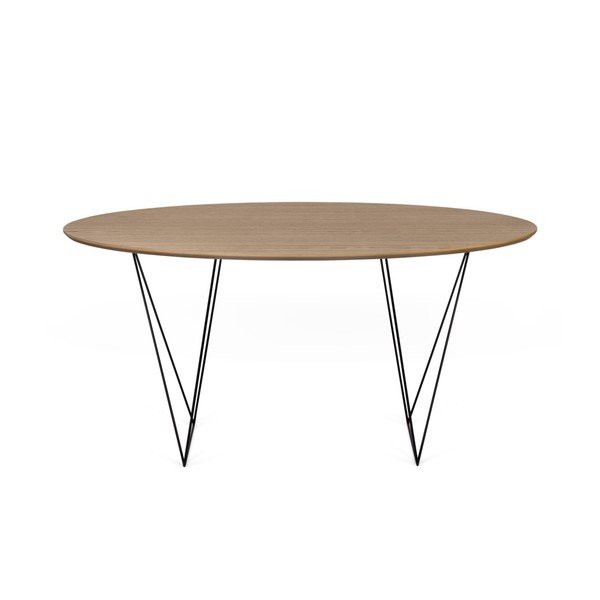 Valgomojo stalas iš riešutmedžio su juodu "Symbiosis Row" pagrindu, ⌀ 150 cm-image-1