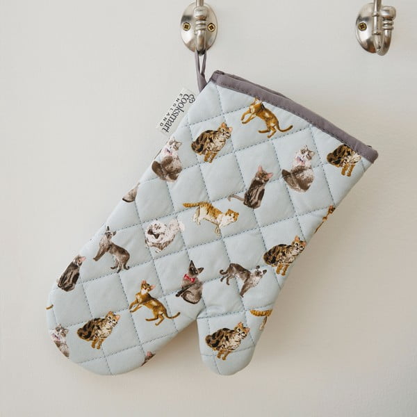 Mėlynos medvilninės virtuvinės pirštinės Cooksmart ® Curious Cats-image-1