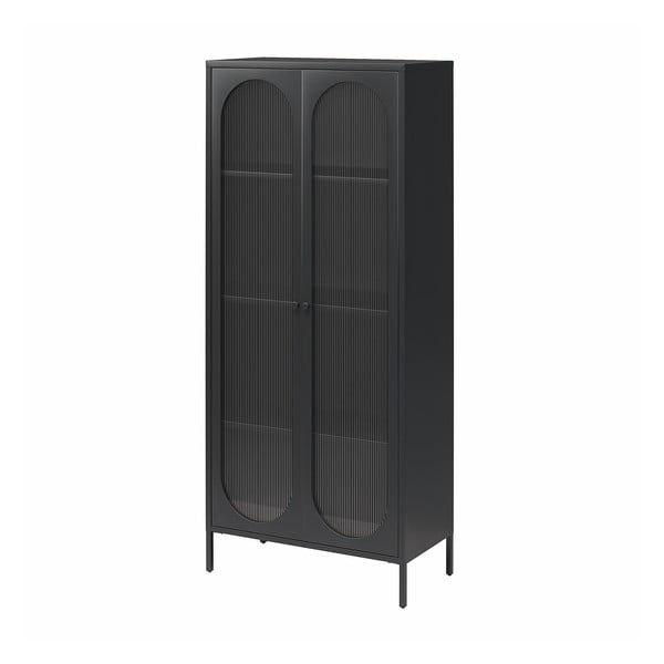 Iš metalo vitrina juodos spalvos 80x186x40 cm Luna – Støraa-image-2