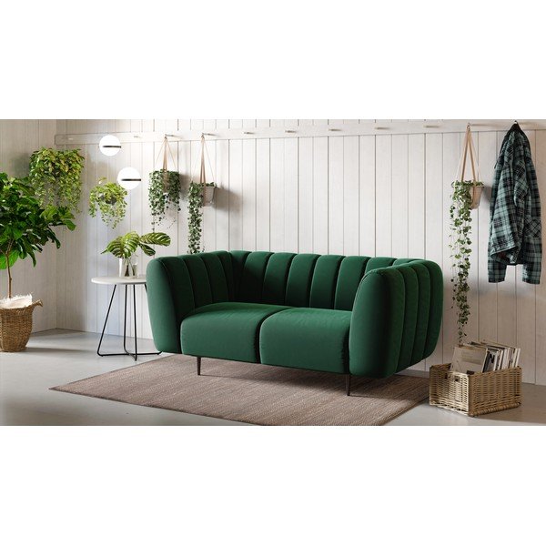 Tamsiai žalios spalvos aksominė sofa Ghado Shel, 170 cm-image-1