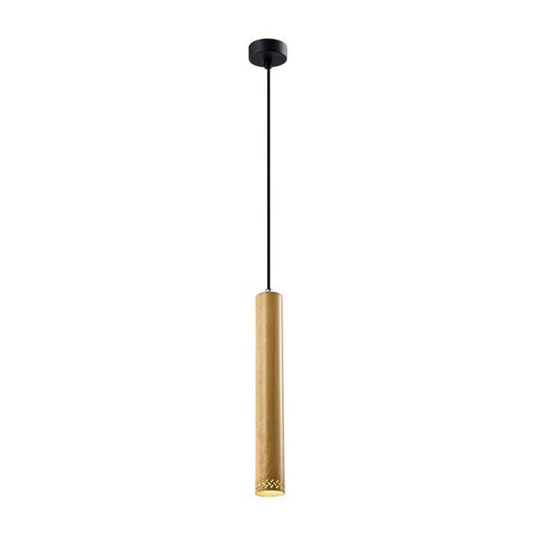 Kabantis šviestuvas juodos spalvos ø 7 cm su mediniu gaubtu Tubo – Candellux Lighting