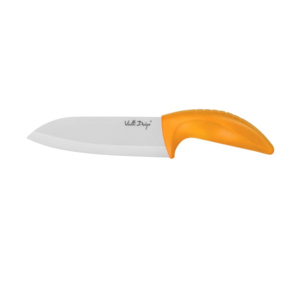 Keraminis peilis "Vialli Design Santoku", 14 cm, oranžinis