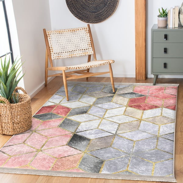 Skalbiamas kilimas rožinės spalvos/pilkos spalvos 120x180 cm – Mila Home-image-2