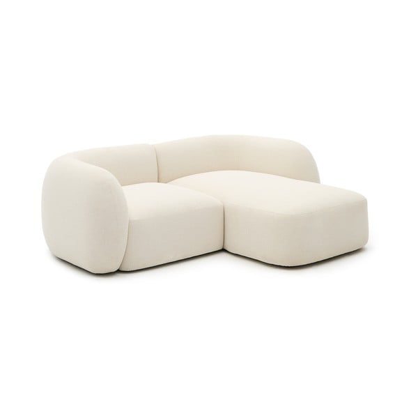 Kreminės spalvos iš šenilinio audinio kampinė sofa (su dešiniuoju kampu/su gultu) Martina – Kave Home-image-2