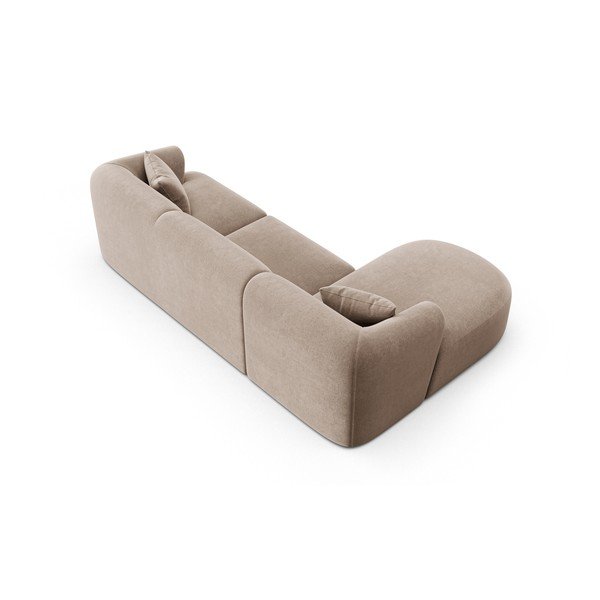 Šviesiai rudos spalvos kampinė sofa iš velveto (su kairiuoju kampu/su gultu) Campi – Cosmopolitan Design-image-4