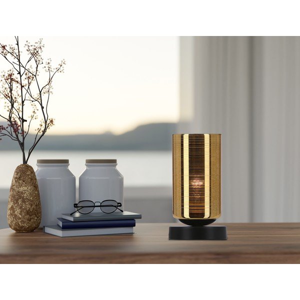 Stalinis šviestuvas juodos spalvos/auksinės spalvos (aukštis 25 cm) su stiklo gaubtu Cox – Candellux Lighting-image-1