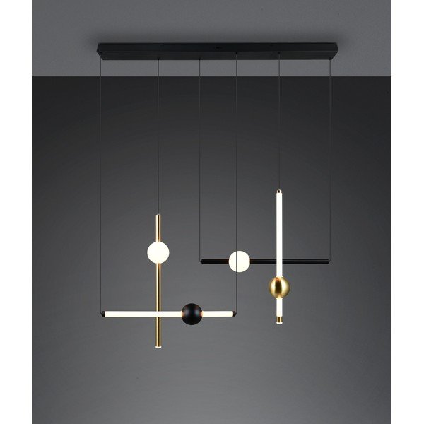 Juodos spalvos/auksinės spalvos kabantis šviestuvas LED su pritemdymo funkcija Melita – Trio-image-2