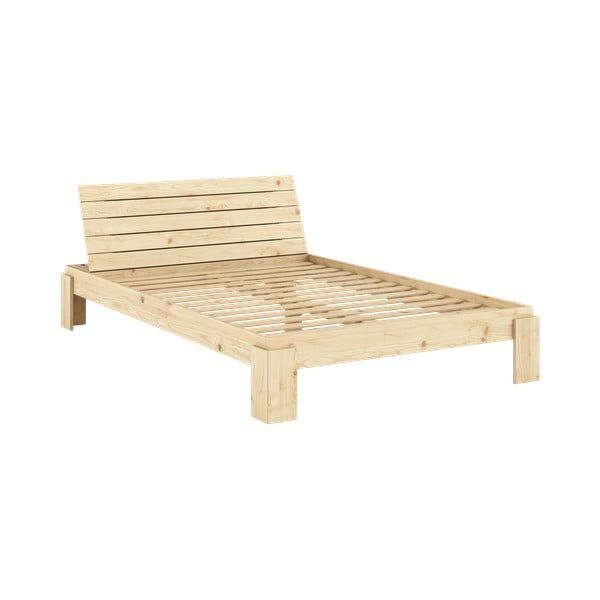 Iš pušies masyvo dvigulė lova natūralios spalvos su lovos grotelėmis 140x200 cm Layers – Karup Design