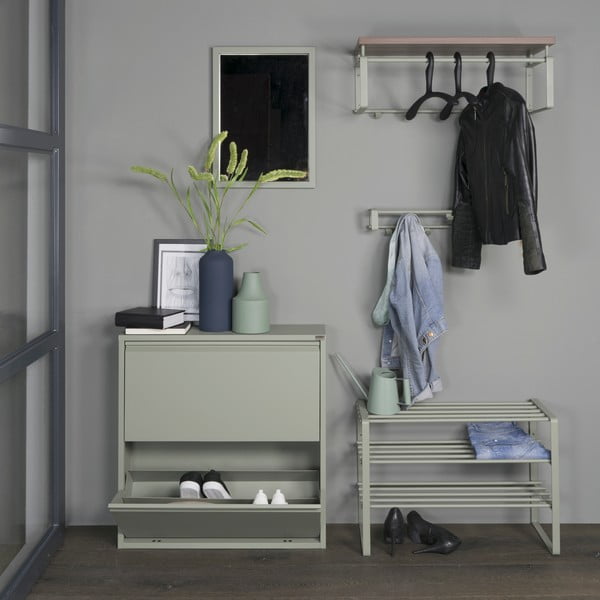 Pilkai žalios spalvos iš metalo sieninė lentyna 60 cm Rex – Spinder Design-image-3