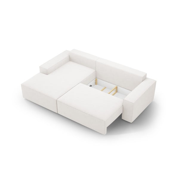 Iš boucle sulankstoma kampinė sofa baltos spalvos (su kairiuoju kampu) Jodie – Micadoni Home-image-4