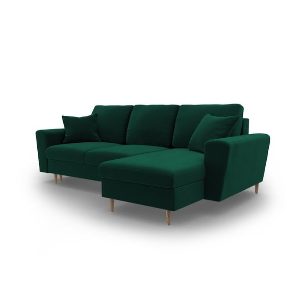 Žalios spalvos iš velveto sulankstoma/su sandėliavimo vieta kampinė sofa Kyoto – Cosmopolitan Design-image-4