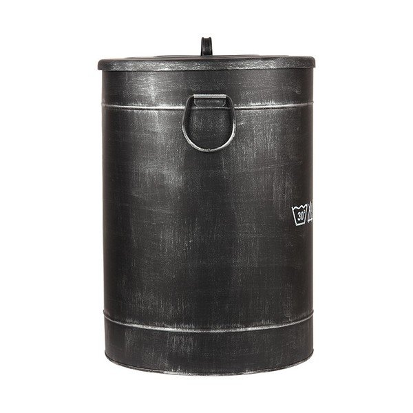 Juodas metalinis skalbinių krepšys LABEL51, ⌀ 40 cm-image-1