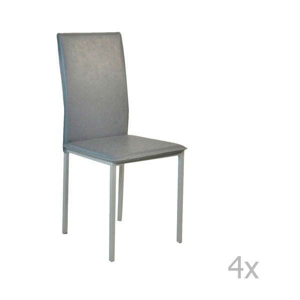 4 pilkų valgomojo kėdžių su eko odos apmušalais rinkinys "Evergreen House Villy