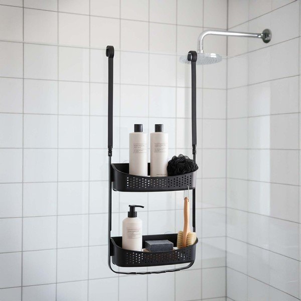 Pakabinama matinės juodos spalvos iš plastiko vonios lentyna Vesper – douceur d'intérieur-image-2