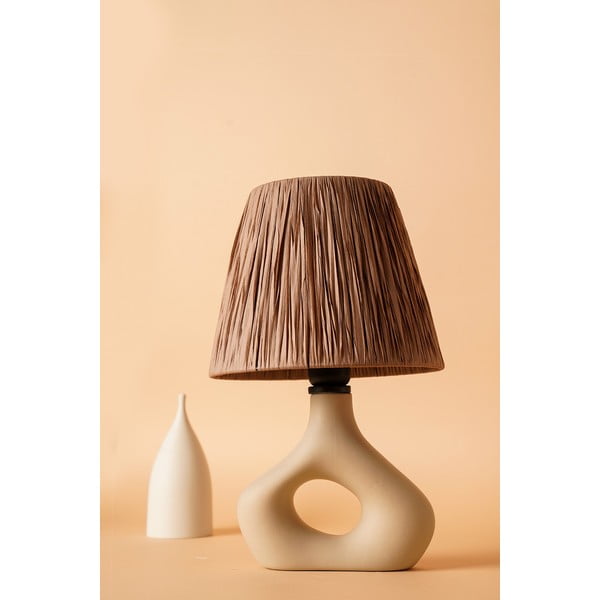 Smėlio spalvos stalinis šviestuvas (aukštis 40 cm) su gaubtu iš virvės Serin – Opviq lights-image-1
