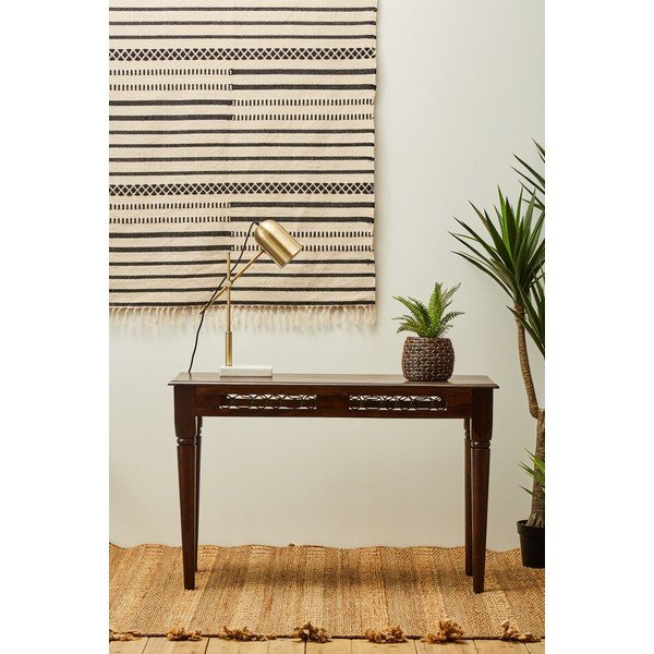 Tamsios natūralios spalvos iš raudonmedžio masyvo konsolinis staliukas 45x120 cm Srina – Premier Housewares-image-2