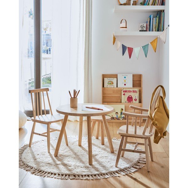 Kreminės spalvos iš medvilnės vaikiškas kilimas ø100 cm Orwen – Kave Home-image-1