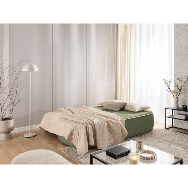 Khaki spalvos/smėlio spalvos sulankstoma/su sandėliavimo vieta sofa iš velveto 210 cm Saga – Ropez-image-4