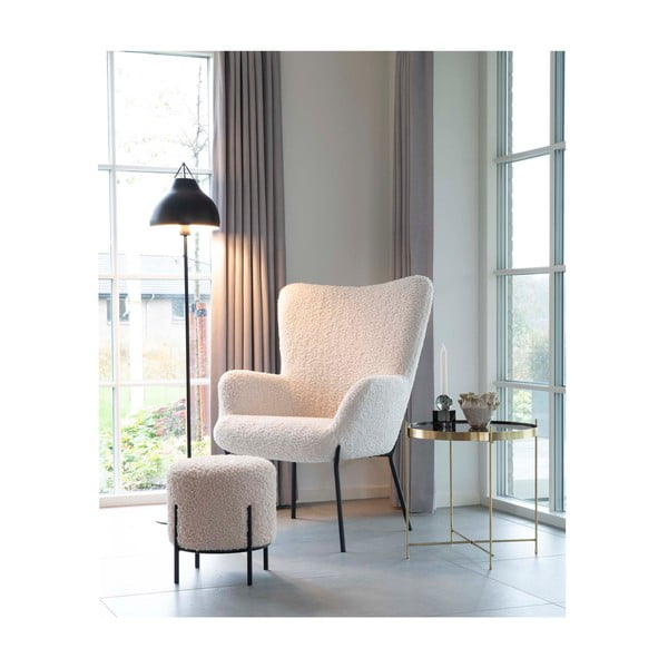 Kreminės spalvos pufas iš dirbtinio kailio Alford – House Nordic-image-1