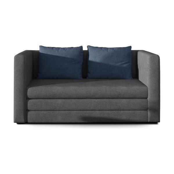 Mėlynos spalvos/pilkos spalvos iš šenilinio audinio sulankstoma sofa 132 cm Neva – ELTAP
