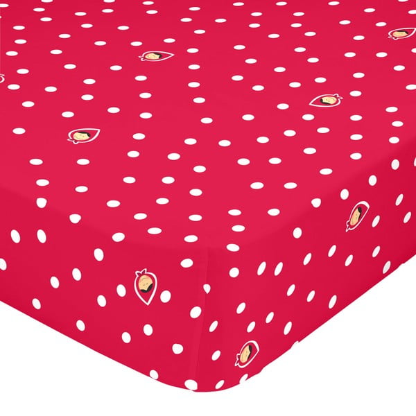Raudona elastinė paklodė "Ponas Lapė Senelė", 70 x 140 cm