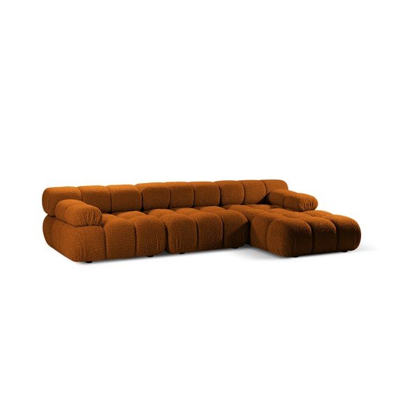 Iš boucle modulinė kampinė sofa oranžinės spalvos (su dešiniuoju kampu) Bellis – Micadoni Home-image-3