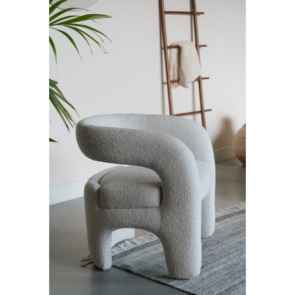 Baltos spalvos iš boucle krėslas Nova – White Label-image-1