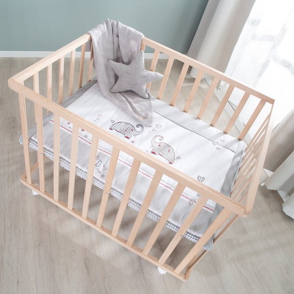 Natūralios spalvos maniežas vaikams ant ratukų 100x75 cm Jumbo Twins – Roba-image-2