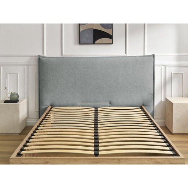 Šviesiai pilkos spalvos iš audinio dvigulė lova audiniu dengta/iš medžio drožlių plokštės su sandėliavimo vieta su lovos grotelėmis 180x200 cm Charlie – Bobochic Paris-image-3