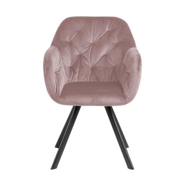 Šviesiai rožinės spalvos iš audinio valgomojo kėdė su porankiais Lola – Actona-image-1