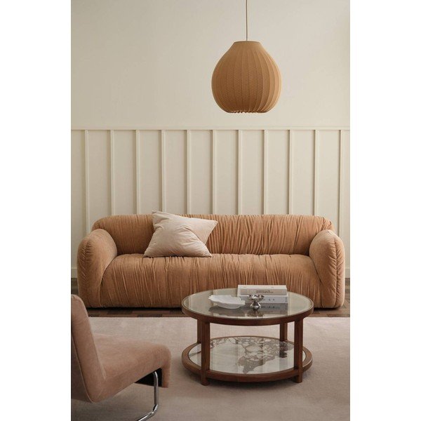 Pilkai smėlinės spalvos sofa iš šenilinio audinio 221 cm Elvisa – Ellos Home-image-1