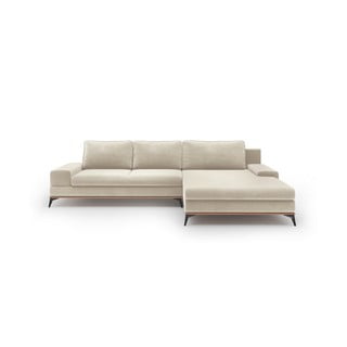Smėlio spalvos kampinė sofa-lova su aksomo apmušalais Windsor & Co Sofos Astre, dešinysis kampas