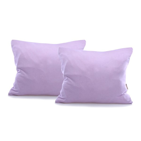 2 violetinės spalvos medvilninių užvalkalų rinkinys DecoKing Amber Violet, 50 x 60 cm