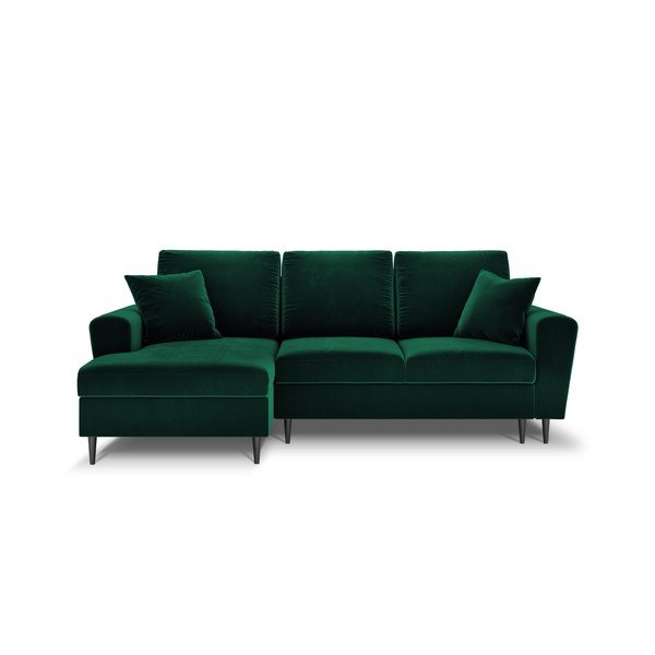 Žalios spalvos iš velveto sulankstoma/su sandėliavimo vieta kampinė sofa (su kairiuoju kampu/su gultu) Kyoto – Cosmopolitan Design