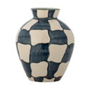 Mėlynos spalvos/kreminės spalvos iš stiklo  dažyta rankomis vaza (aukštis 24 cm) Check – Bloomingville