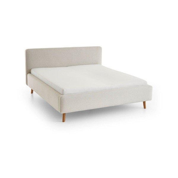 Kreminės spalvos dvigulė lova audiniu dengta be grotelių 160x200 cm Mattis – Meise Möbel