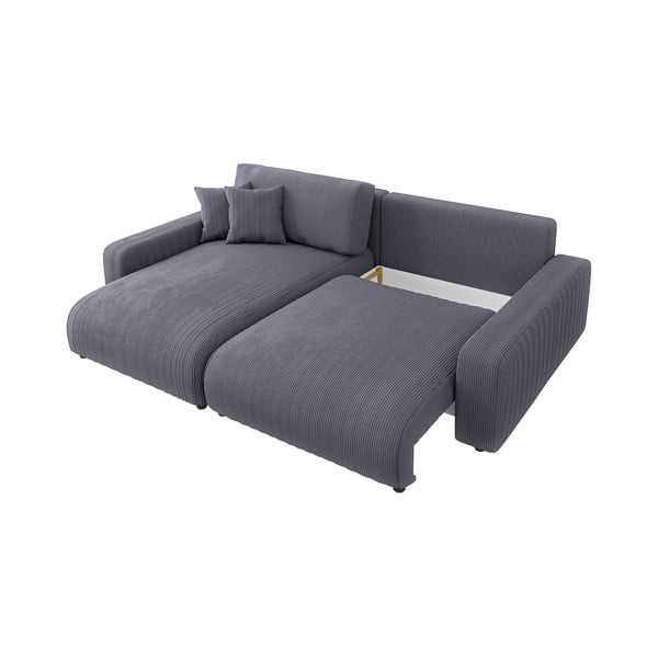 Iš kordinio velveto sulankstoma kampinė sofa tamsiai pilkos spalvos (kintama) Sara – Ropez-image-2
