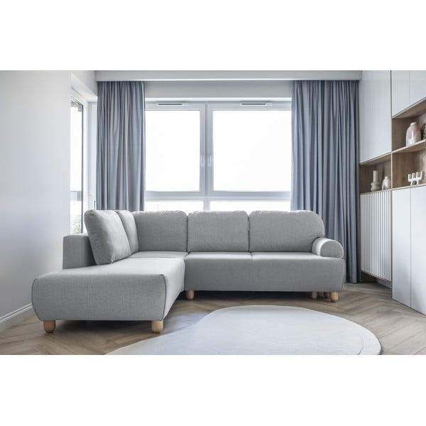 Šviesiai pilka kampinė sofa-lova (kairysis kampas) Bouncy Olli - Miuform-image-4