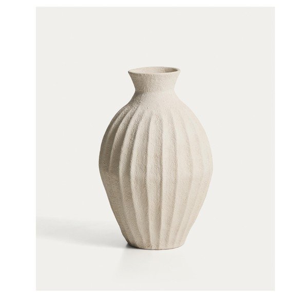 Kreminės spalvos iš papjė mašė rankų darbo/aukšta vaza (aukštis 67 cm) Arquena – Kave Home