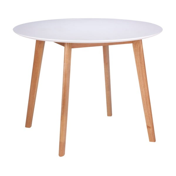 Baltas valgomojo stalas su gummedžio kojomis "Marta", ⌀ 100 cm