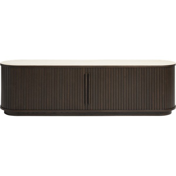 Tamsios natūralios spalvos iš keraminės plokštės TV spintelė 180x50x40 cm Enna – Unique Furniture-image-4