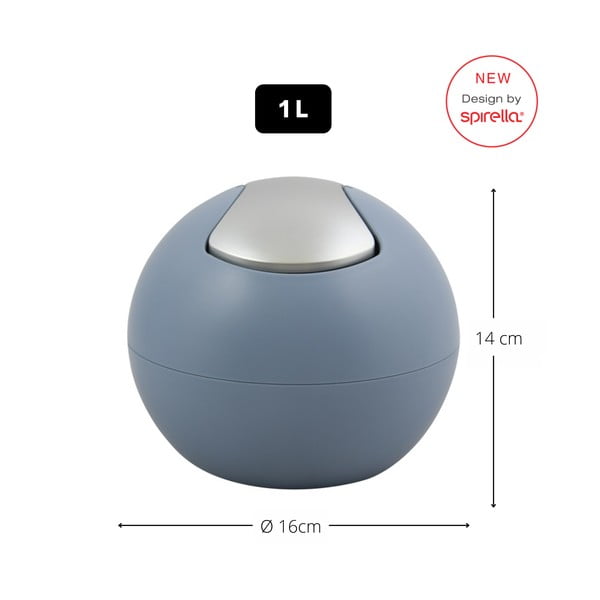 Šviesiai mėlynos spalvos iš plastiko šiukšliadėžė 1 l   Bowl Matt – Spirella-image-2