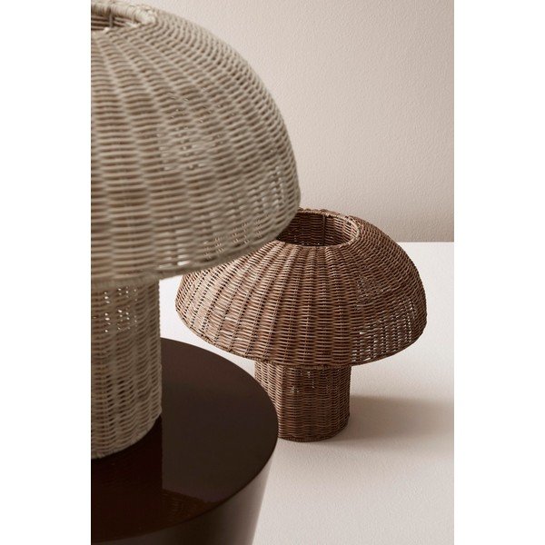 Natūralios spalvos iš rotango stalinis šviestuvas LED (aukštis 40 cm) su rotango gaubtu Irele – Bizzotto-image-2