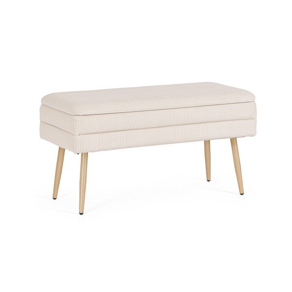 Baltos spalvos paminkštinto audinio suolas Olga – Bizzotto-image-2