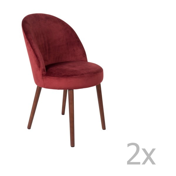 2 raudonų "Dutchbone Barbara" kėdžių rinkinys