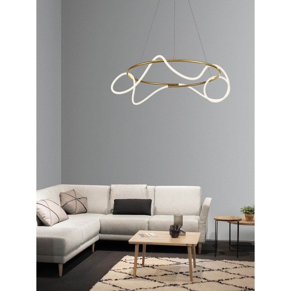 Auksinės spalvos iš aliuminio kabantis šviestuvas LED su pritemdymo funkcija ø 70 cm su gaubtu iš akrilo stiklo Tiriac – Nova Luce-image-1