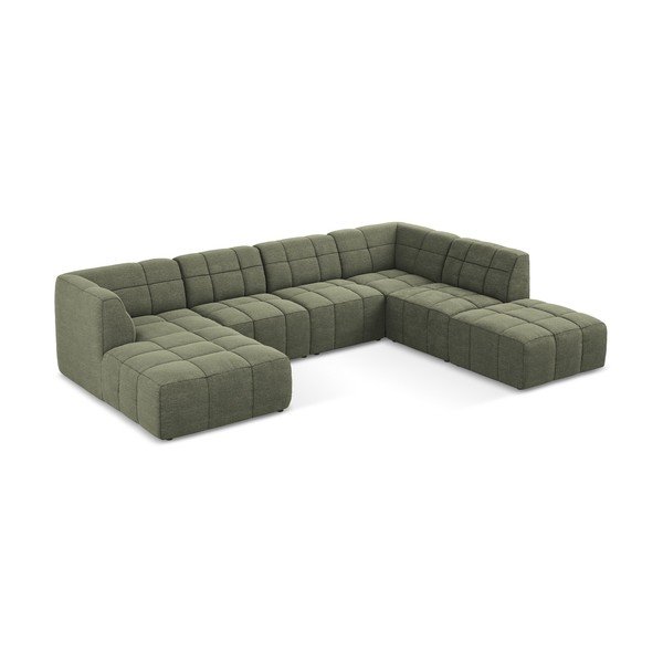 Žalios spalvos kampinė sofa iš boucle („U“ formos) Aloha – Makamii-image-3