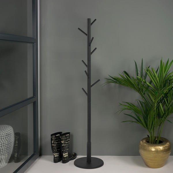 Juodos spalvos iš kaučiukmedžio masyvo palto stovas ø 36x170 cm Bro – Spinder Design-image-1
